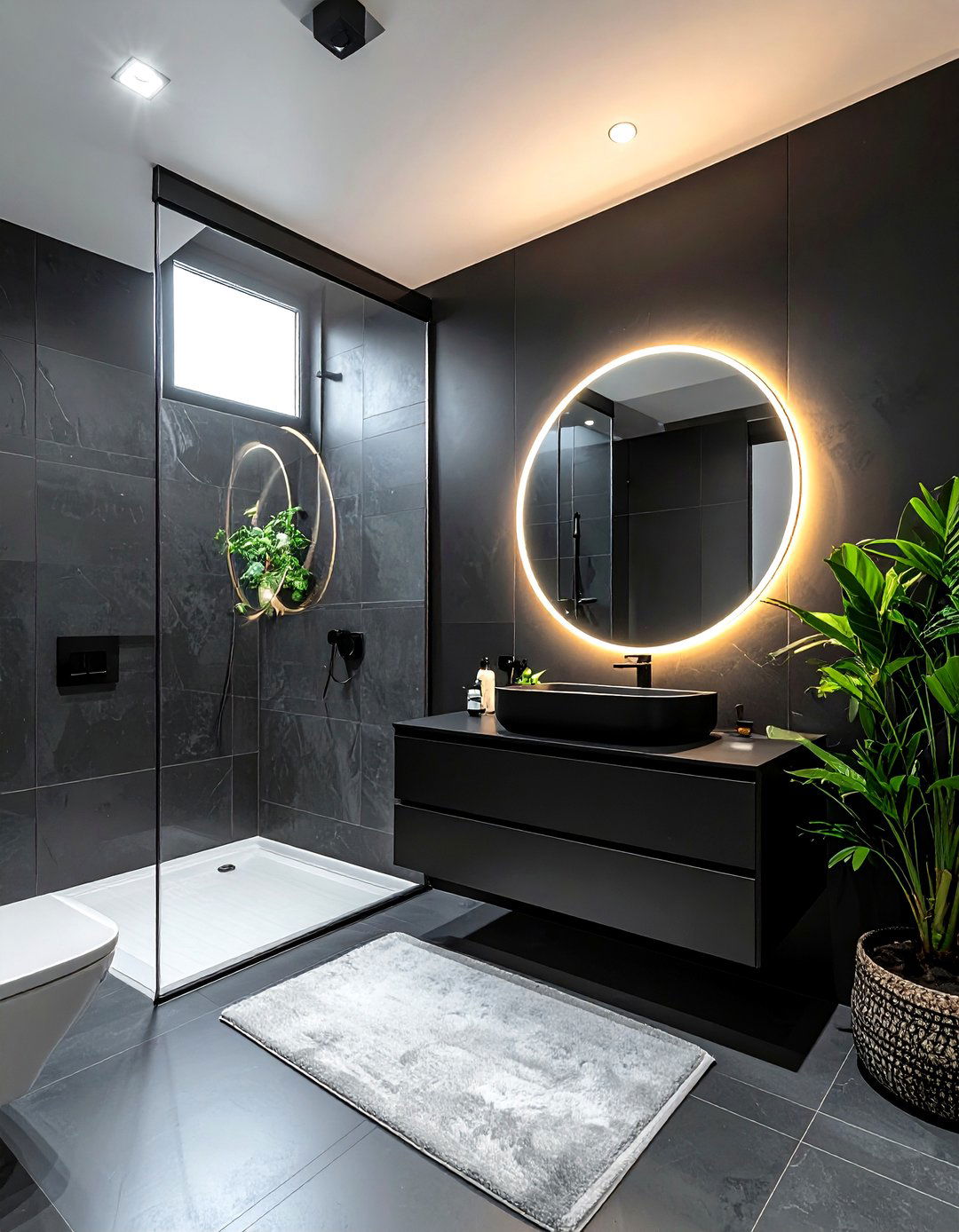 Small Black Space - 30 black bathroom design ideas