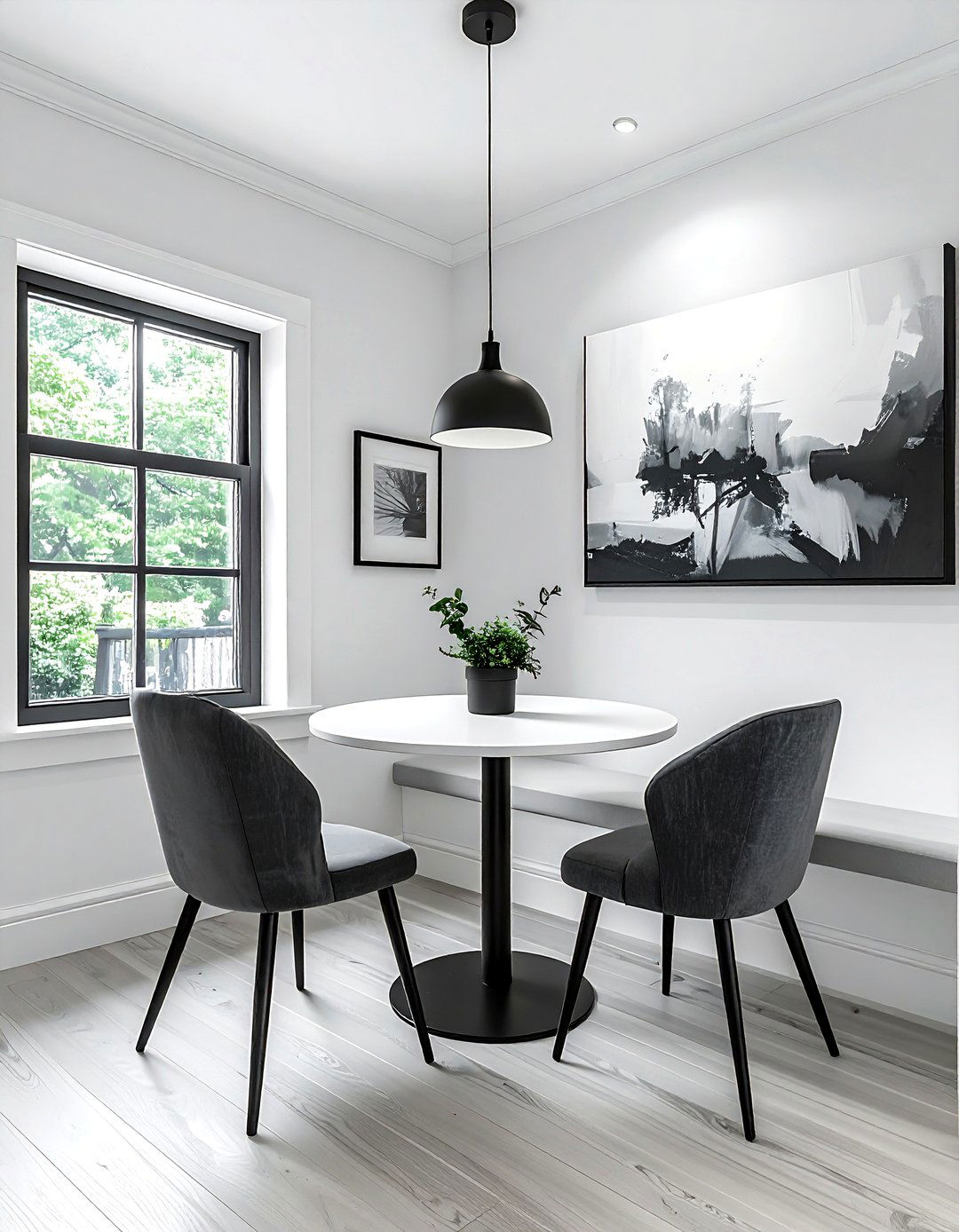 Small Charcoal White Dining Nook - 30 charcoal and white dining room ideas
