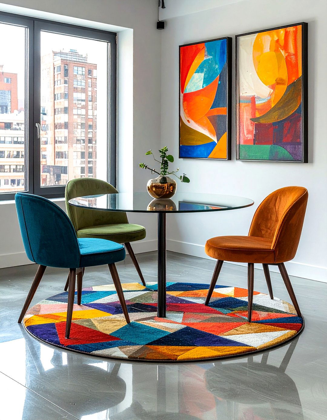 Small Circular Rug - 30 small space dining ideas