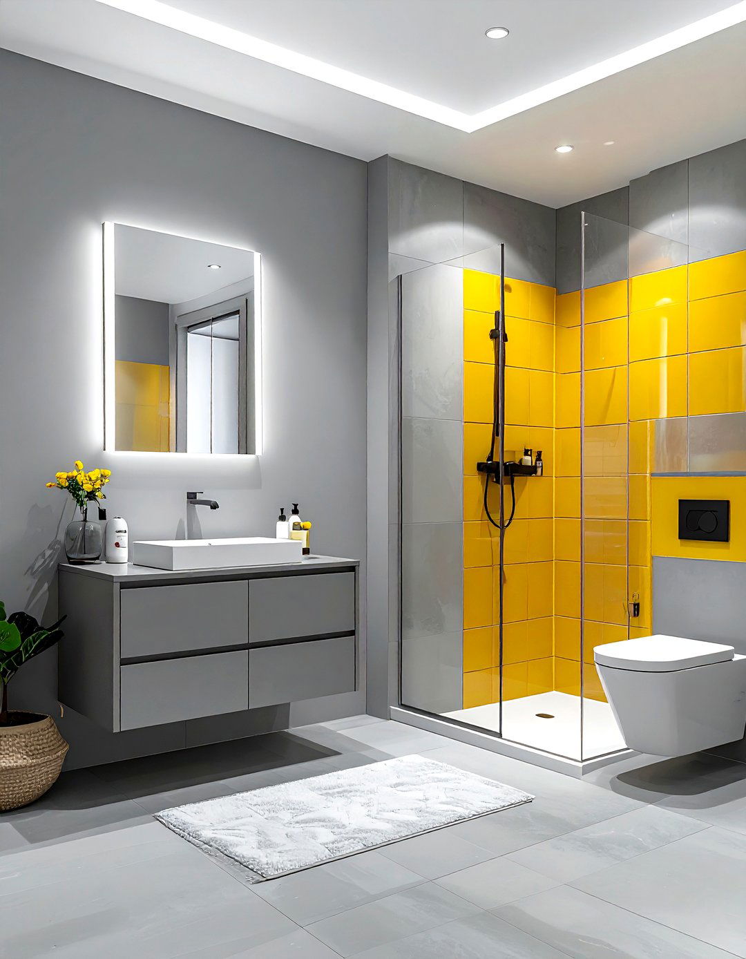 Small Gray Yellow Bathroom Layout - 30 gray yellow bathroom ideas