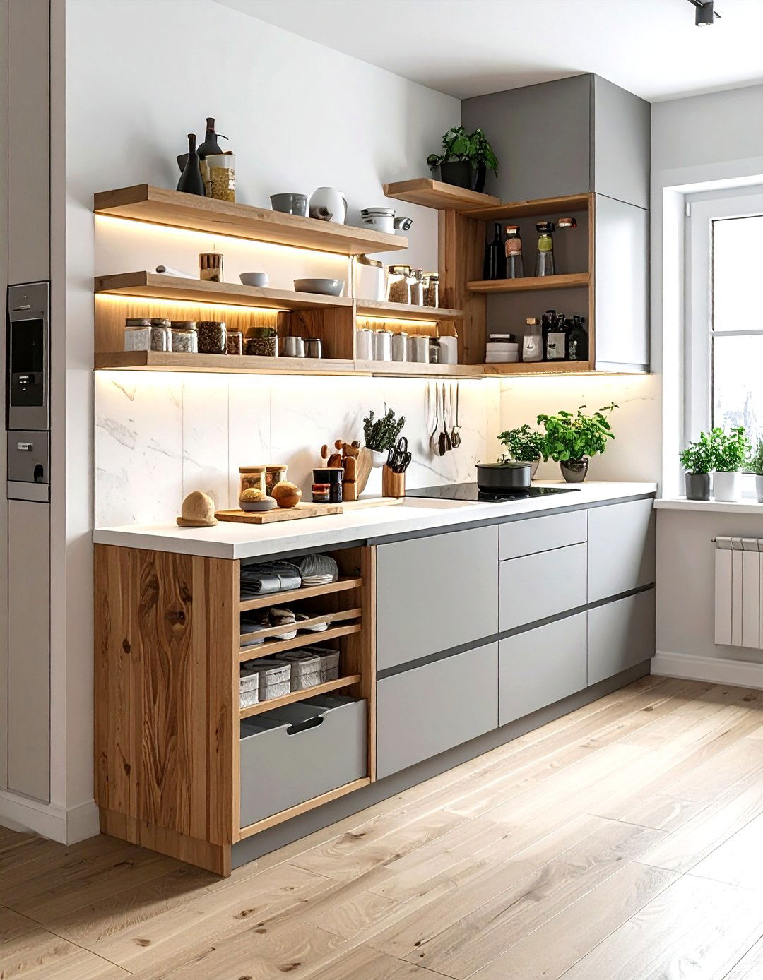 Small Kitchen With Grey Cart - 30 grey kitchen furniture ideas