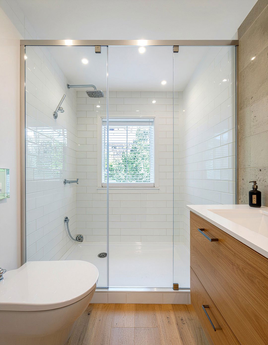 Small L shaped bathroom with walk in shower - 30 L-shaped bathroom layout ideas