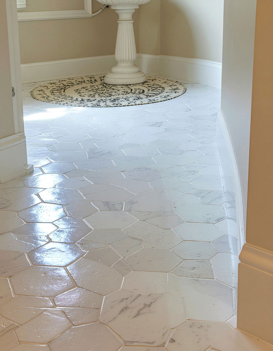 Small Marble Hexagon Mosaic Floor - 30 marble hexagon tile bathroom ideas