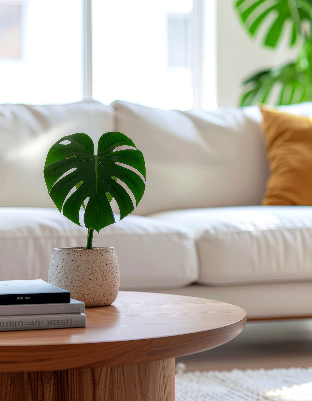 Small Monstera Deliciosa Coffee Table - 30 living room monstera ideas