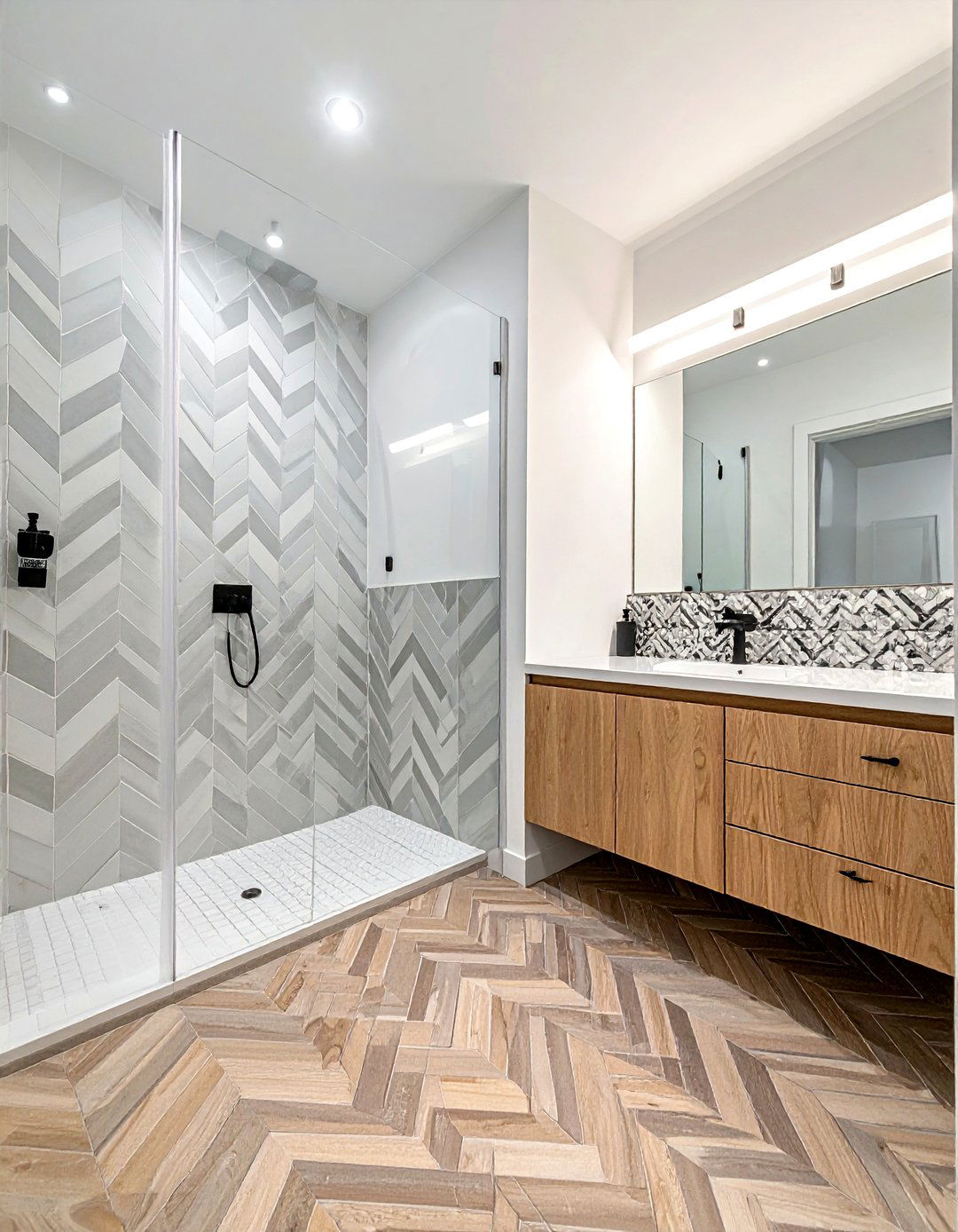 Small Mosaic Chevron Tile - 30 chevron tile bathroom ideas