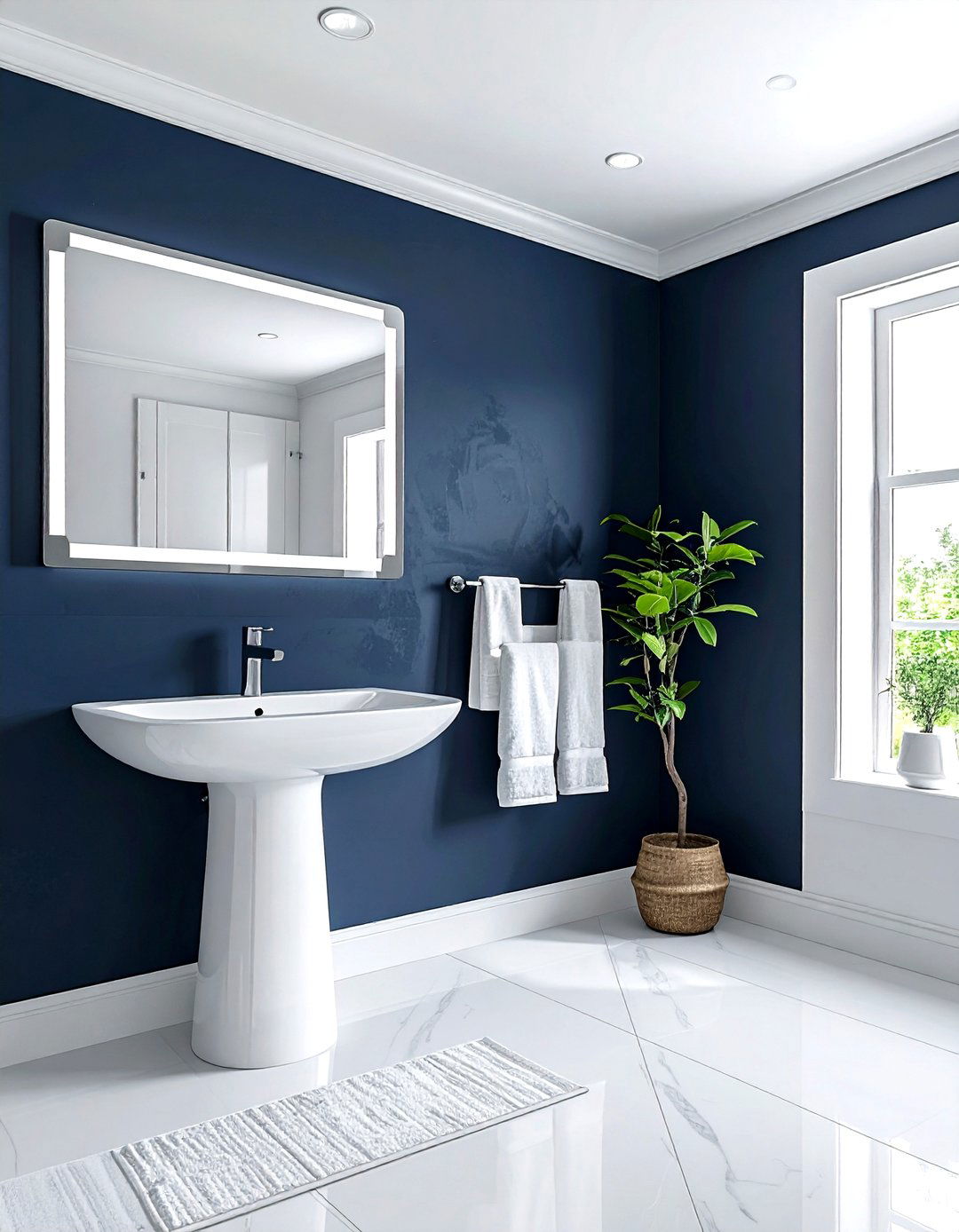 Small Navy Bathroom - 30 dark navy bathroom ideas