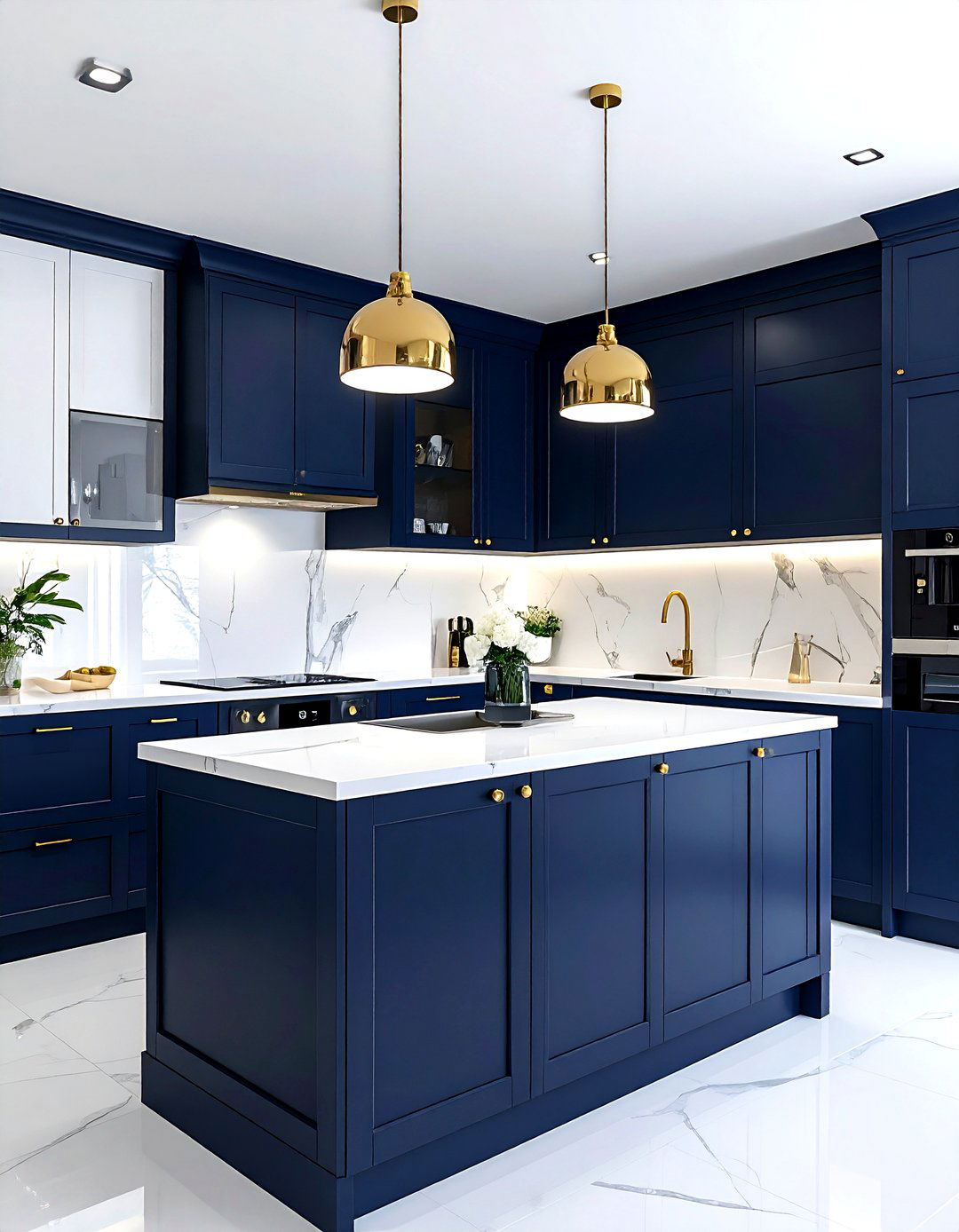 Small Navy Kitchen Gold Hardware - 30 navy gold kitchen ideas