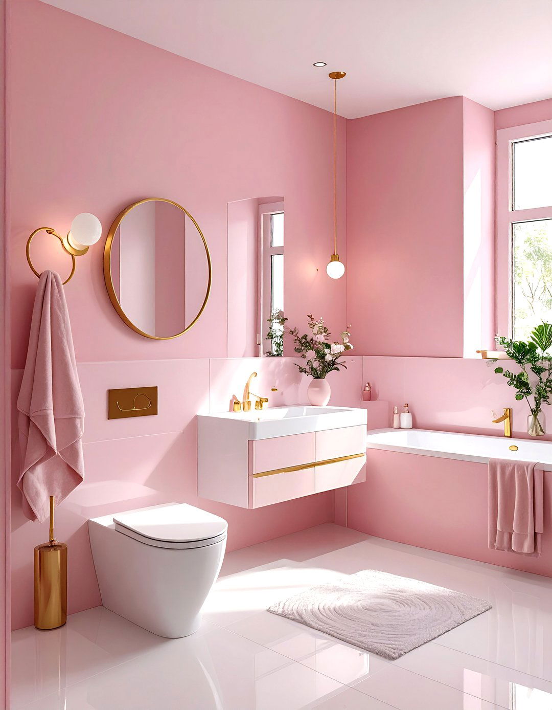 Small Pink Bathroom Gold Accents - 30 pink and gold bathroom ideas