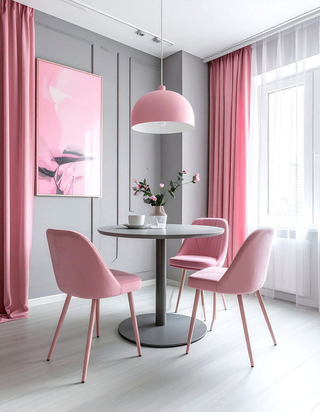 Small Pink Gray Apartment Dining - 30 pink gray dining room ideas
