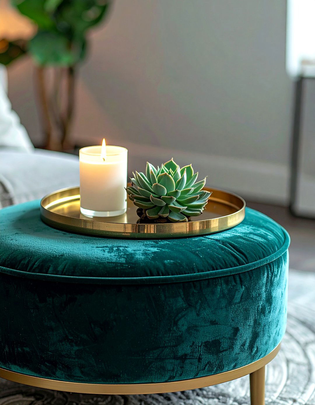 Small Round Ottoman Styling - 30 ottoman styling ideas