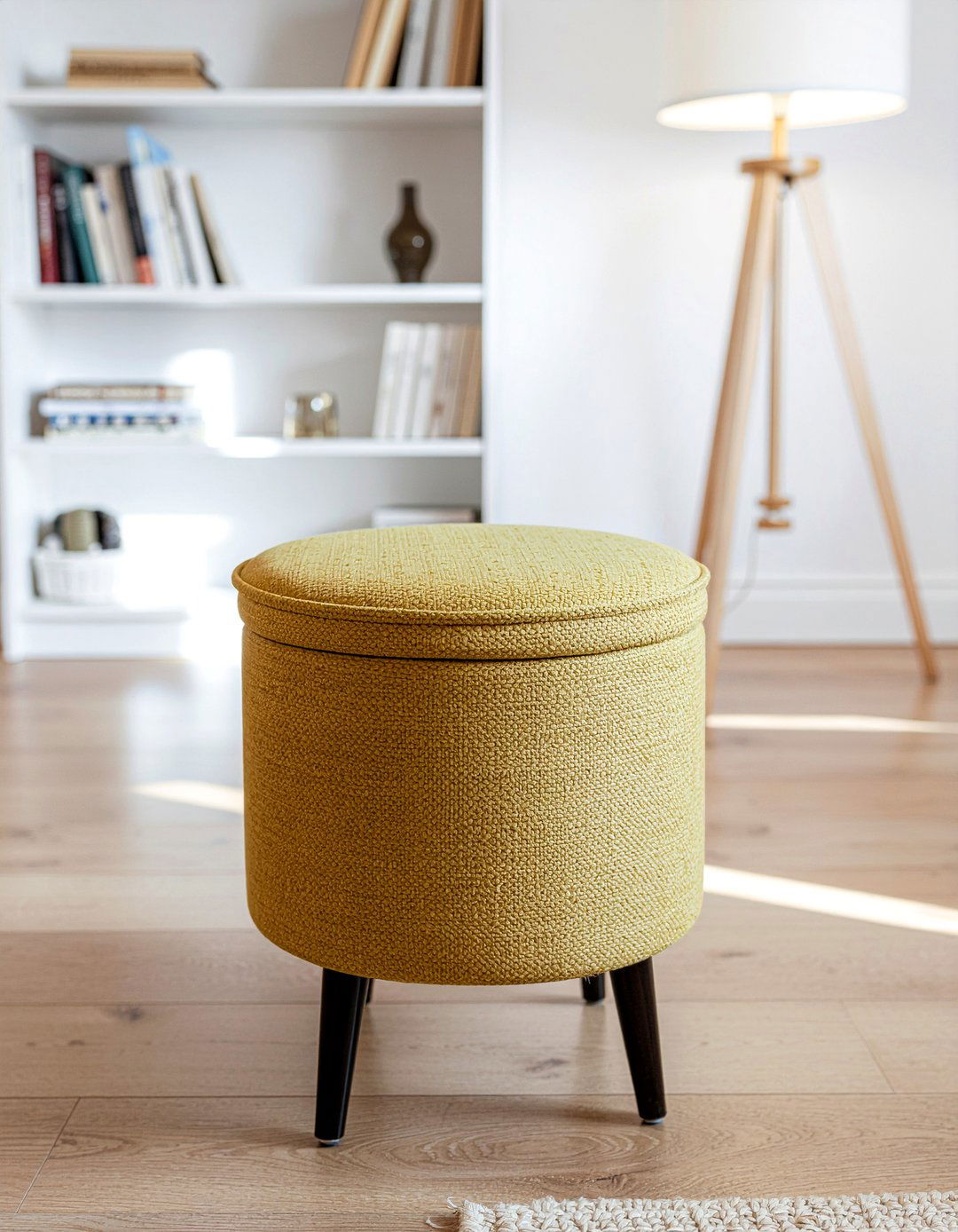 Small Round Storage Footstool - 30 living room storage ottoman ideas