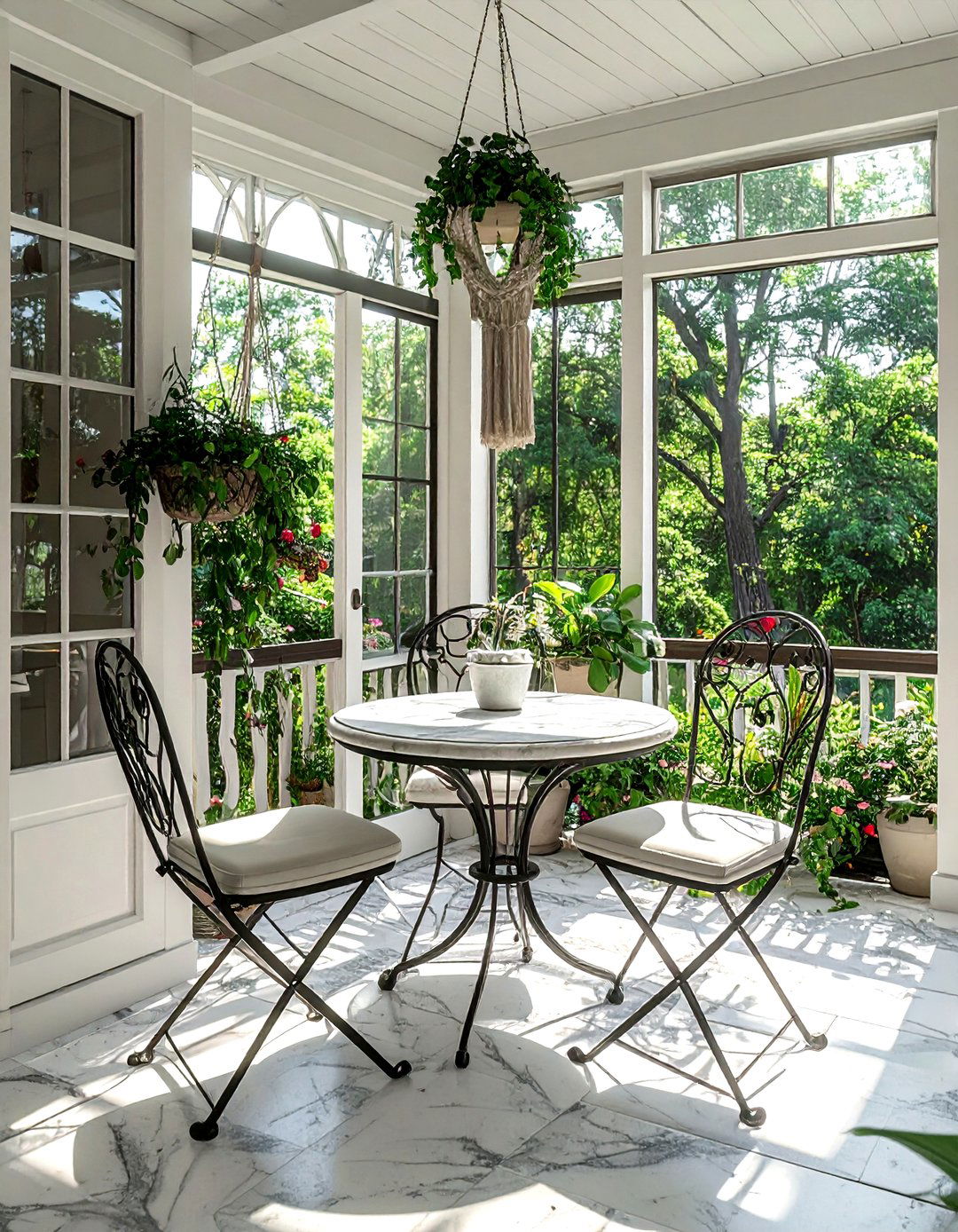 Small Screened Porch Bistro Set - 30 screened porch dining ideas