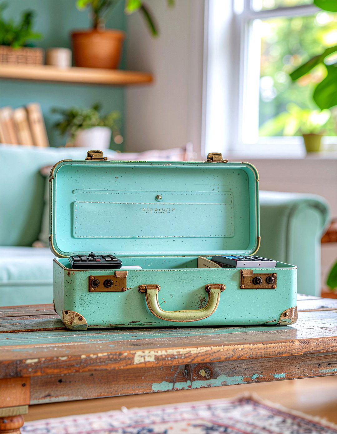Small Vintage Suitcase - 30 living room remote control storage ideas