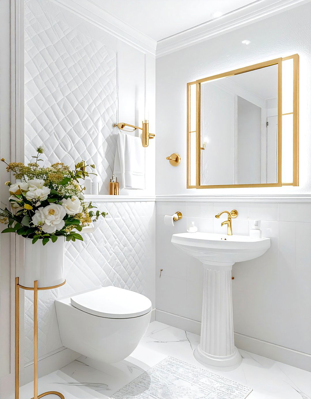 Small White Gold Powder Room - 30 white and gold bathroom ideas