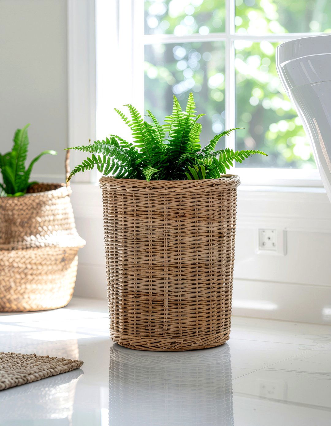 Small Wicker Waste Basket - 30 bathroom trash can ideas