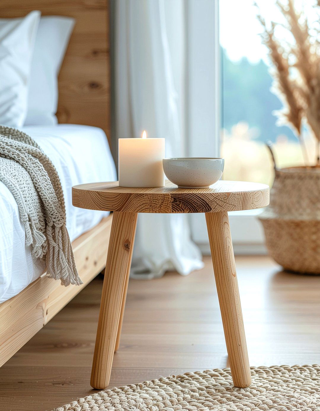 Small Wooden Bedside Stool - 30 cheap bedroom furniture ideas