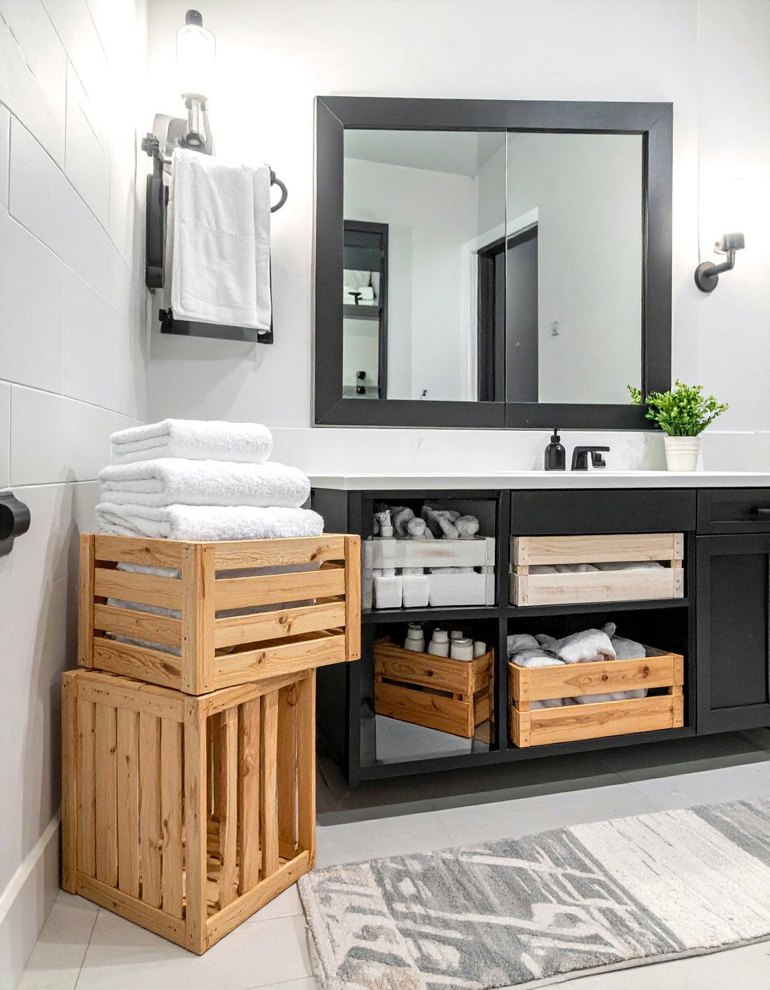 Small Wooden Crates - 30 under sink bathroom storage ideas