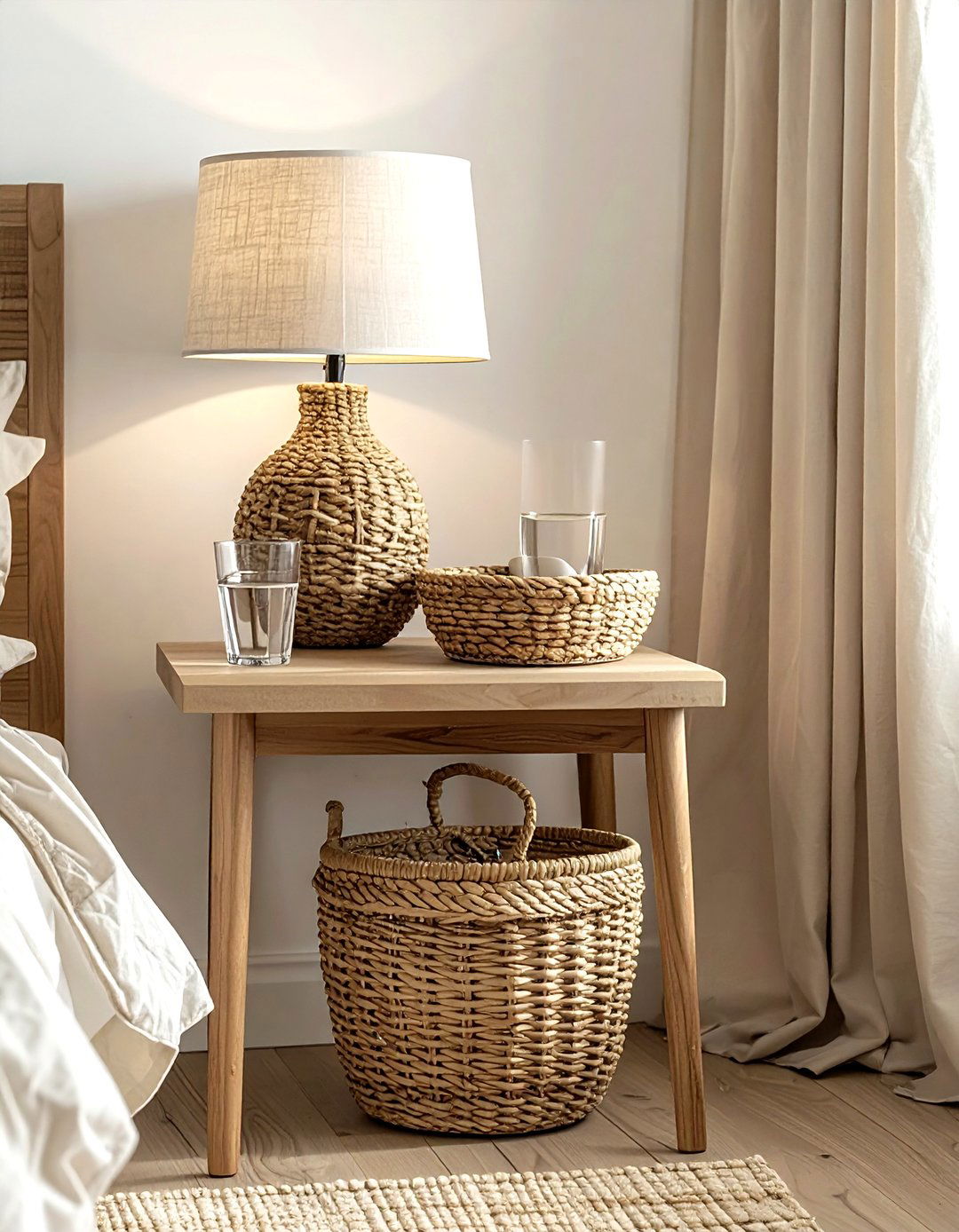 Small Woven Basket - 30 side table decor ideas
