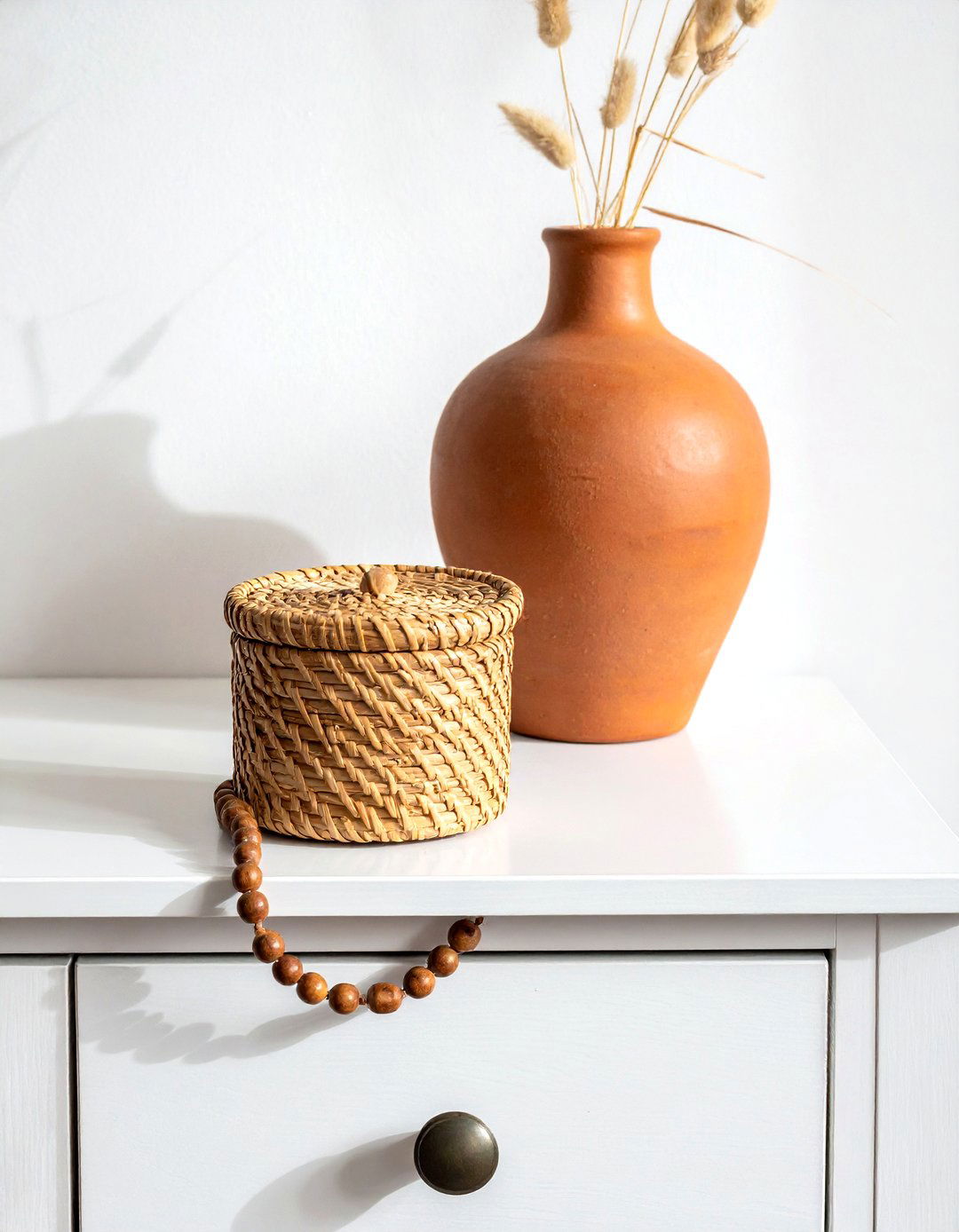 Small Woven Basket - 30 dresser top styling ideas