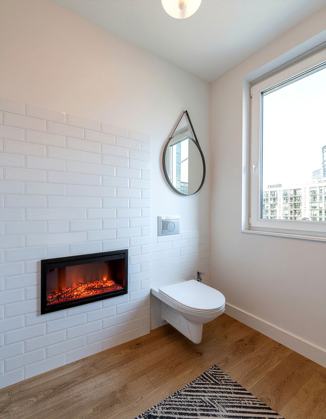 Small bathroom electric fireplace - 30 bathroom fireplace ideas