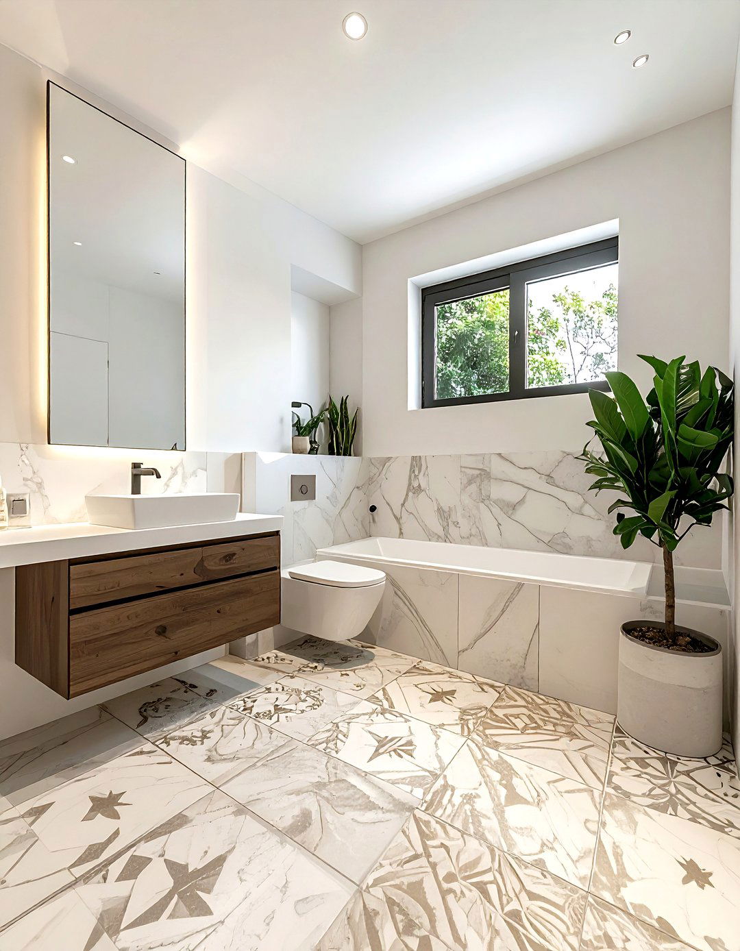 Small bathroom patterned floor tile - 30 patterned tile bathroom ideas