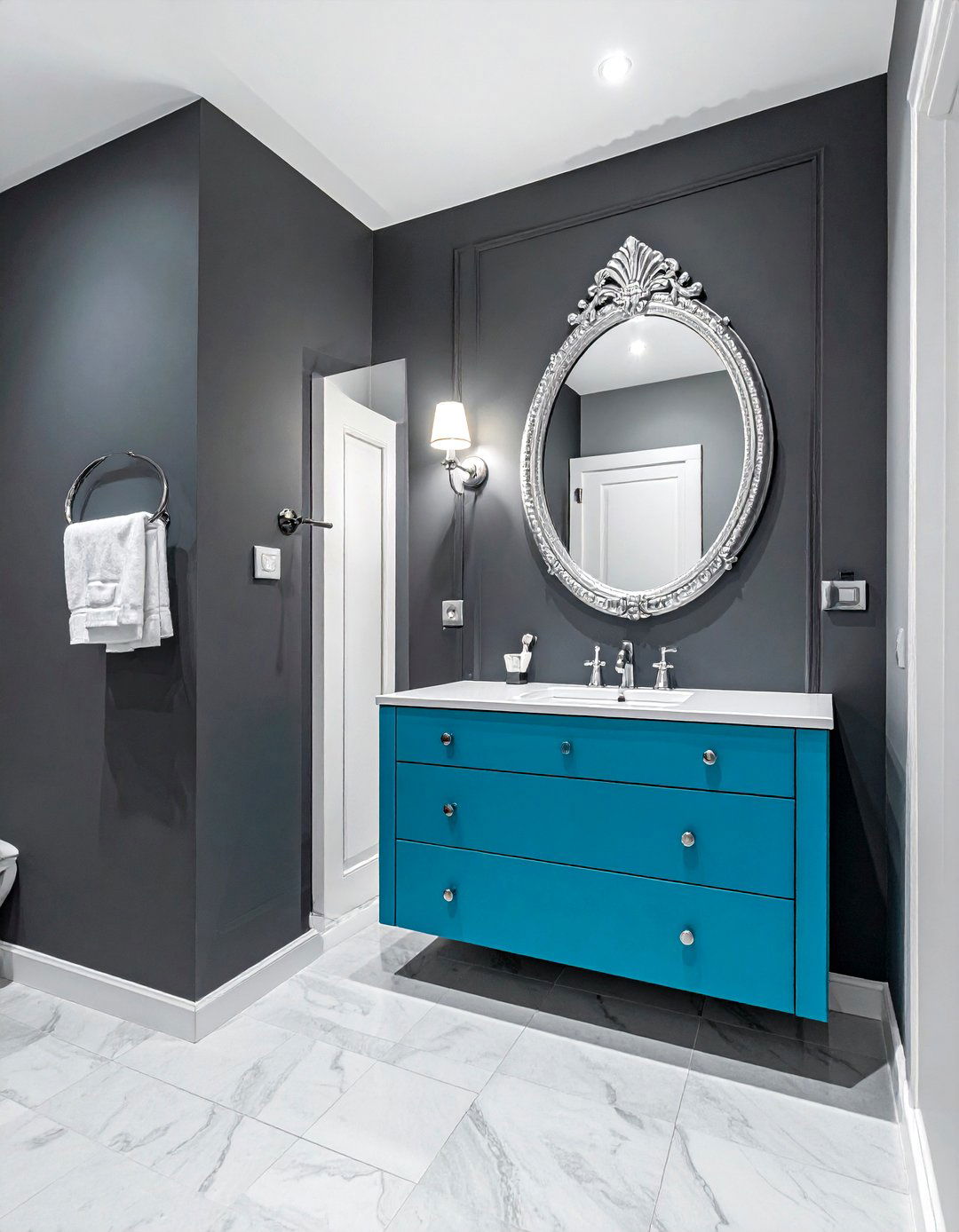 Small blue and gray powder room - 30 blue and gray bathroom ideas