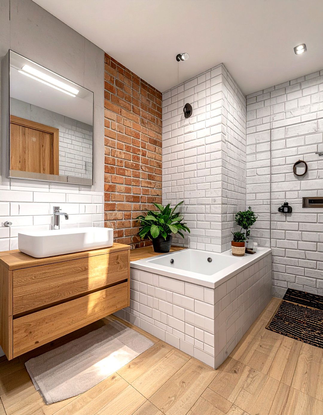 Small brick bathroom - 30 brick bathroom ideas