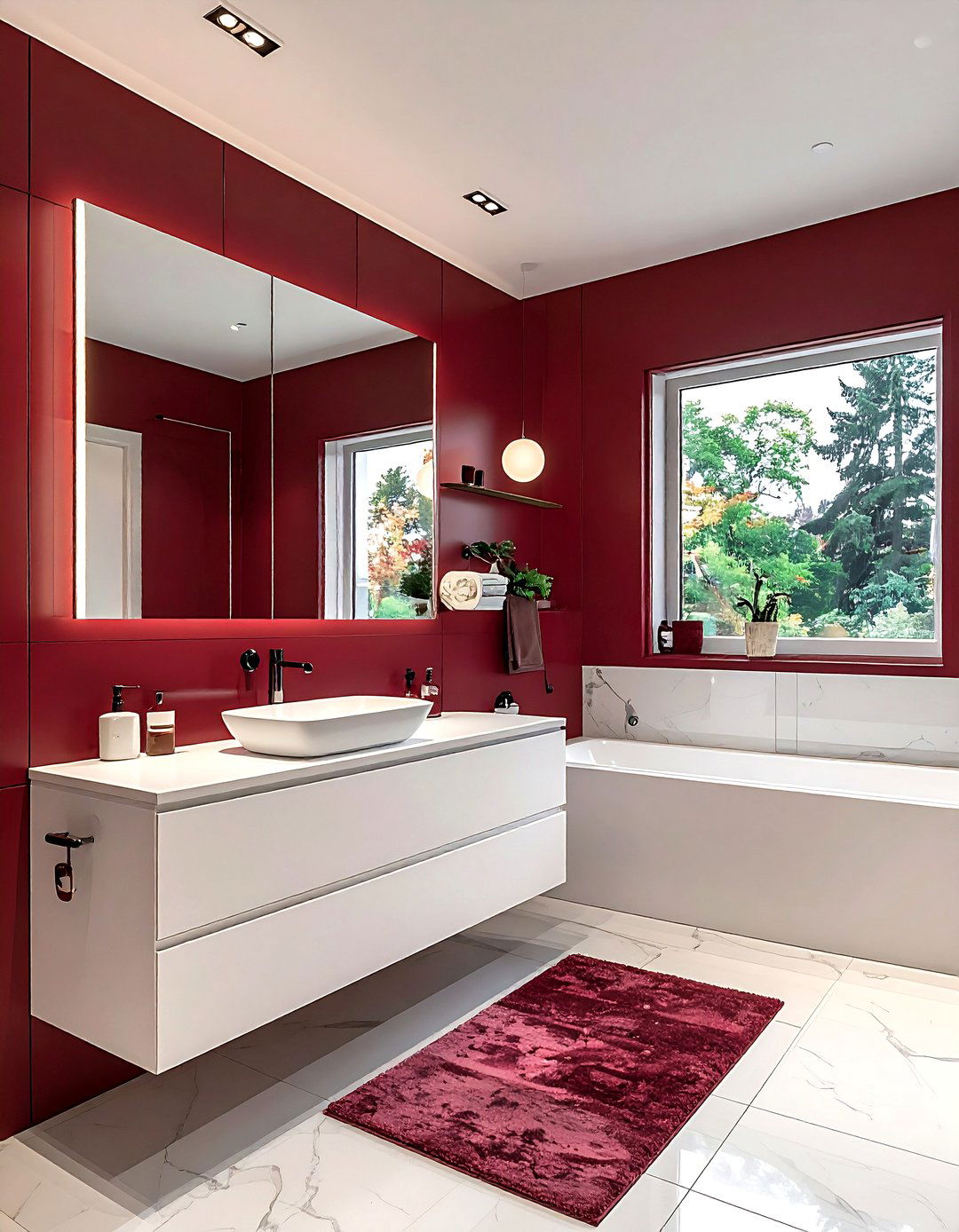 Small burgundy bathroom - 30 burgundy bathroom ideas