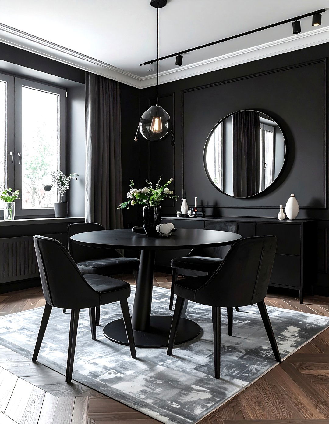 Small dark dining room - 30 dark black dining room ideas
