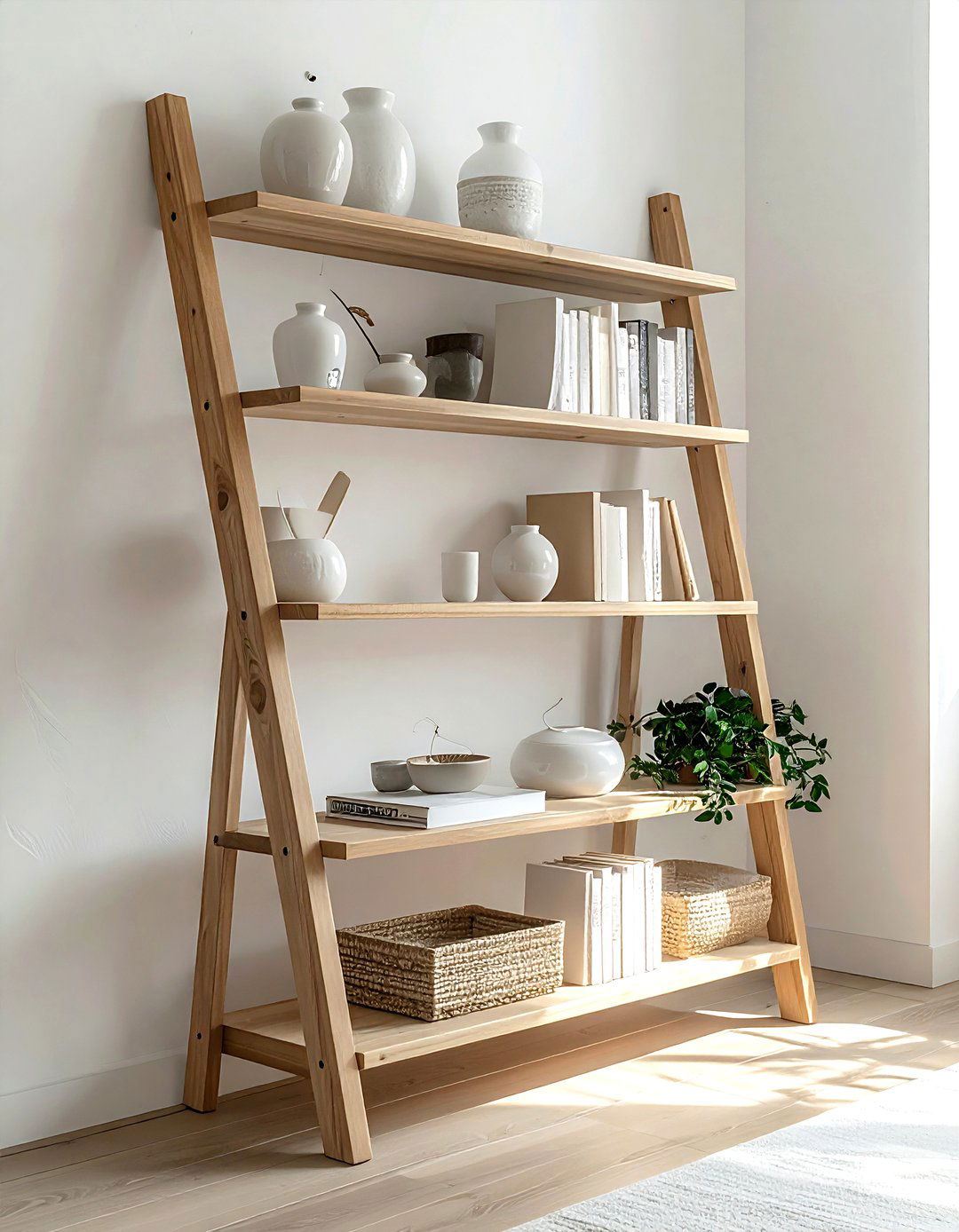 Small living room ladder shelf - 30 living room ladder shelf ideas