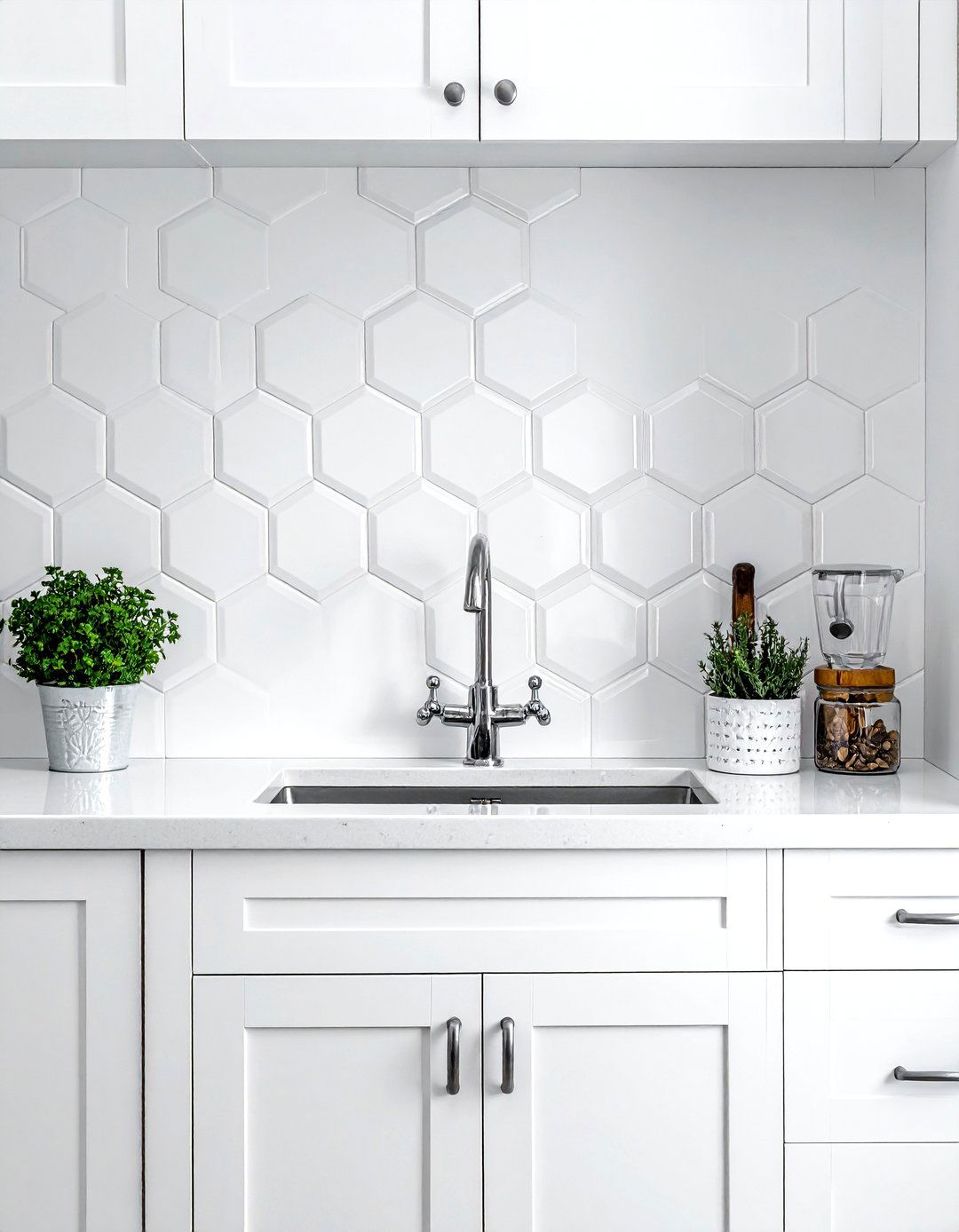 Small mosaic hexagon backsplash - 30 hexagon tile kitchen backsplash ideas