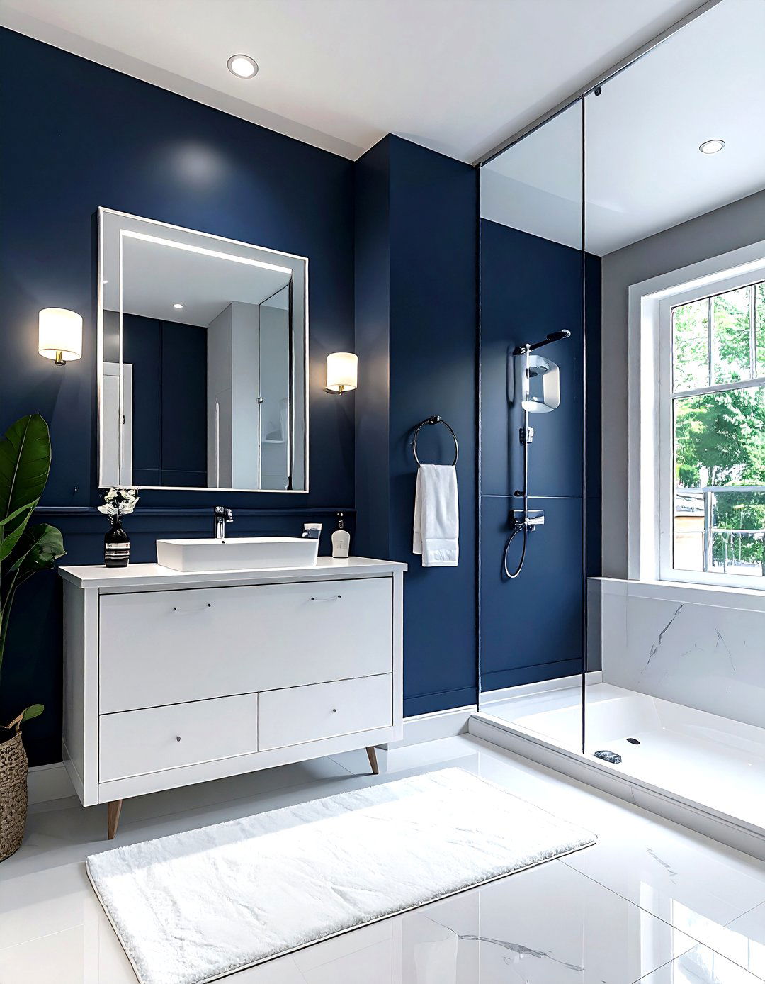 Small navy bathroom - 30 navy bathroom design ideas