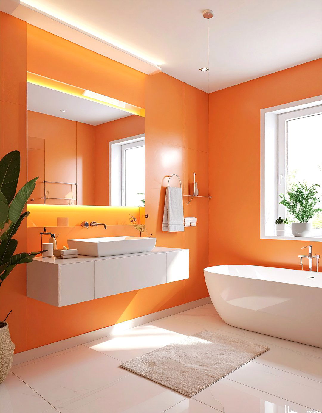 Small orange bathroom - 30 bright orange bathroom ideas