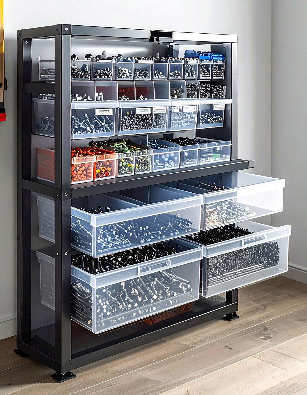 Small parts organizer drawer - 30 garage organization ideas