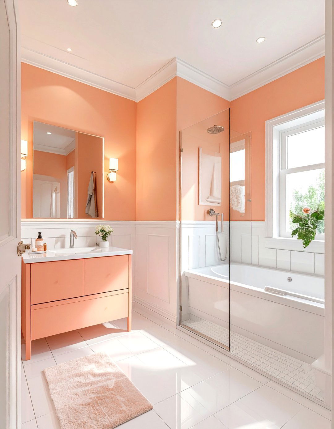 Small peach bathroom - 30 peach bathroom ideas