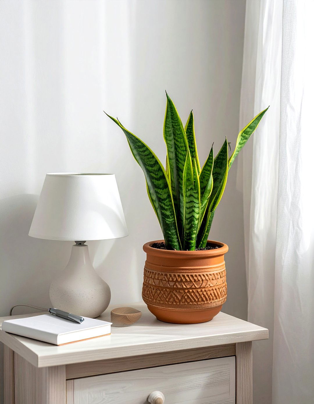 Small plant for bedside table - 30 nightstand styling ideas