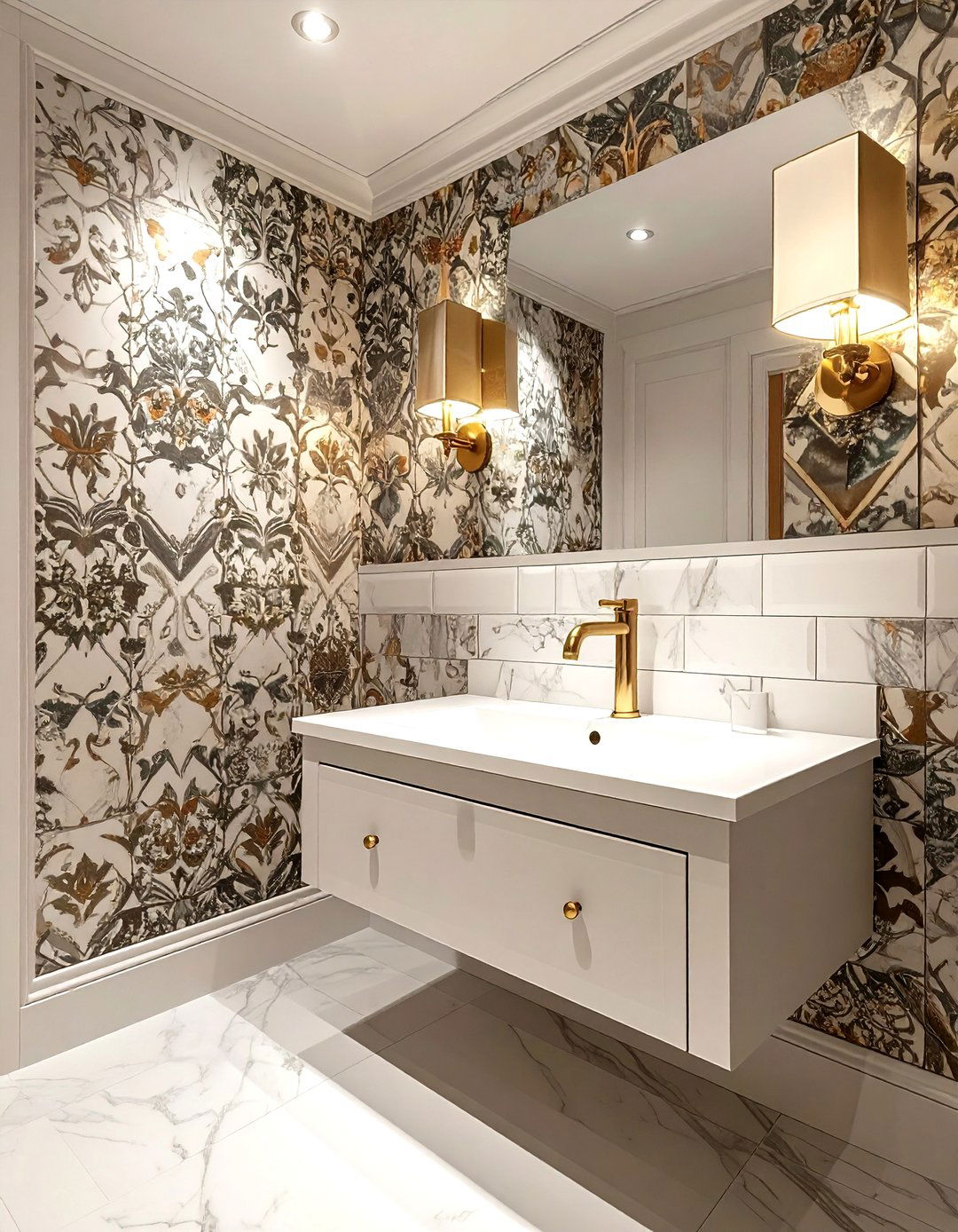 Small powder room with corner sink - 30 bathroom furniture arrangement