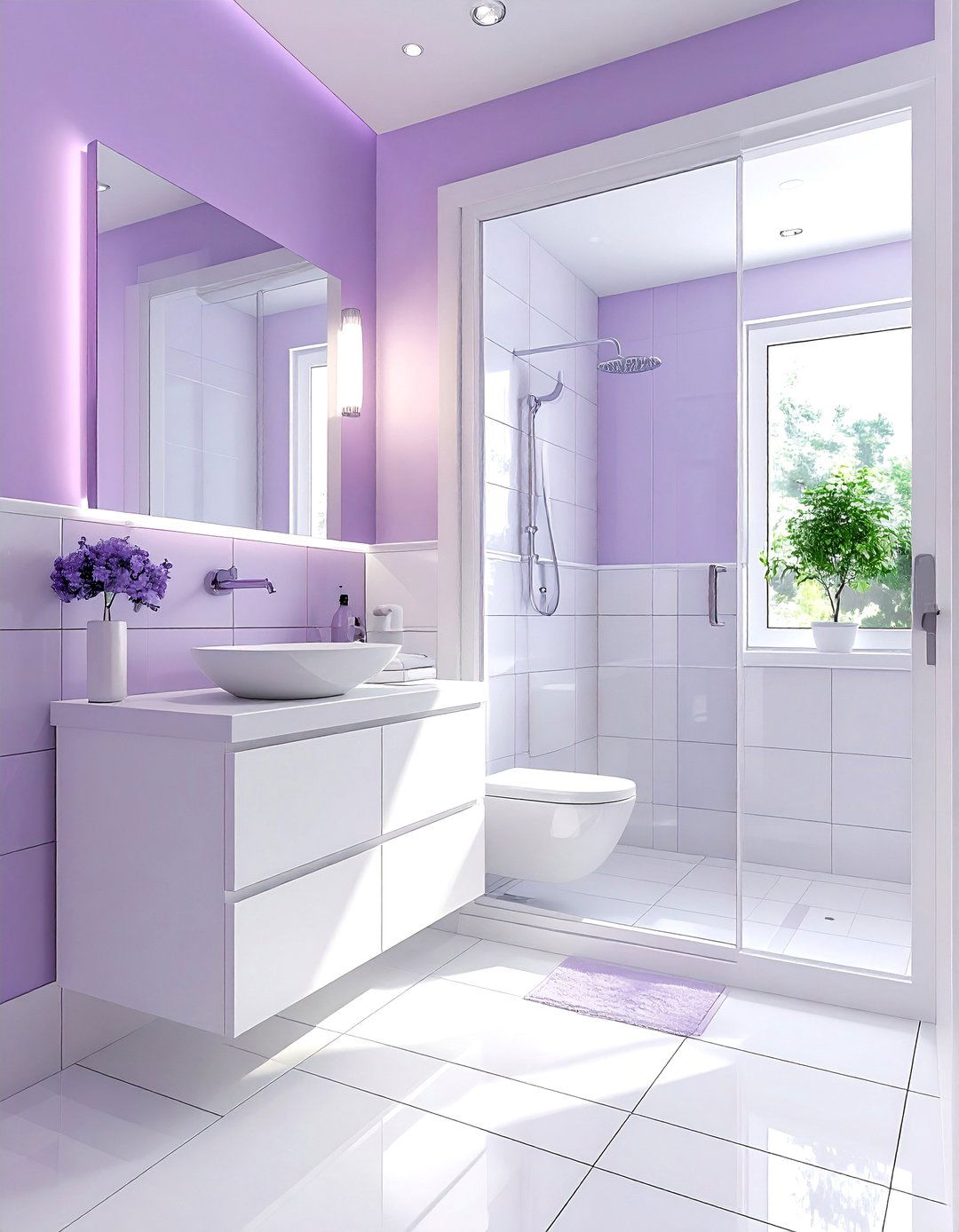 Small purple and white bathroom - 30 purple and white bathroom ideas