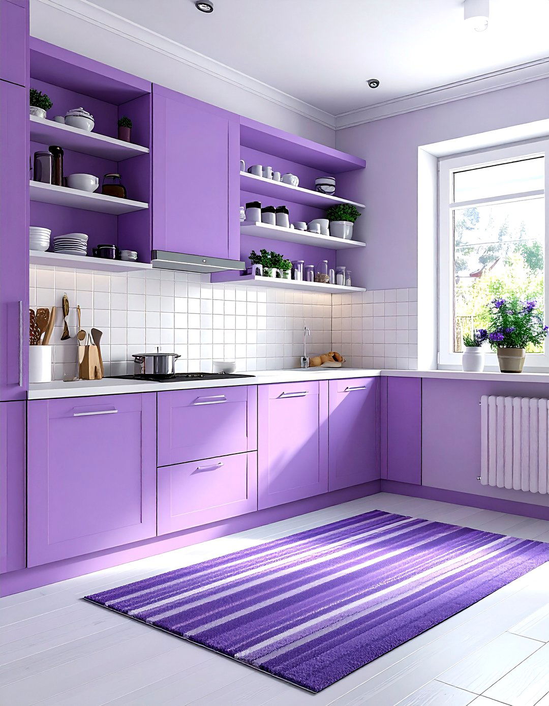 Small purple kitchen - 30 purple and white kitchen ideas