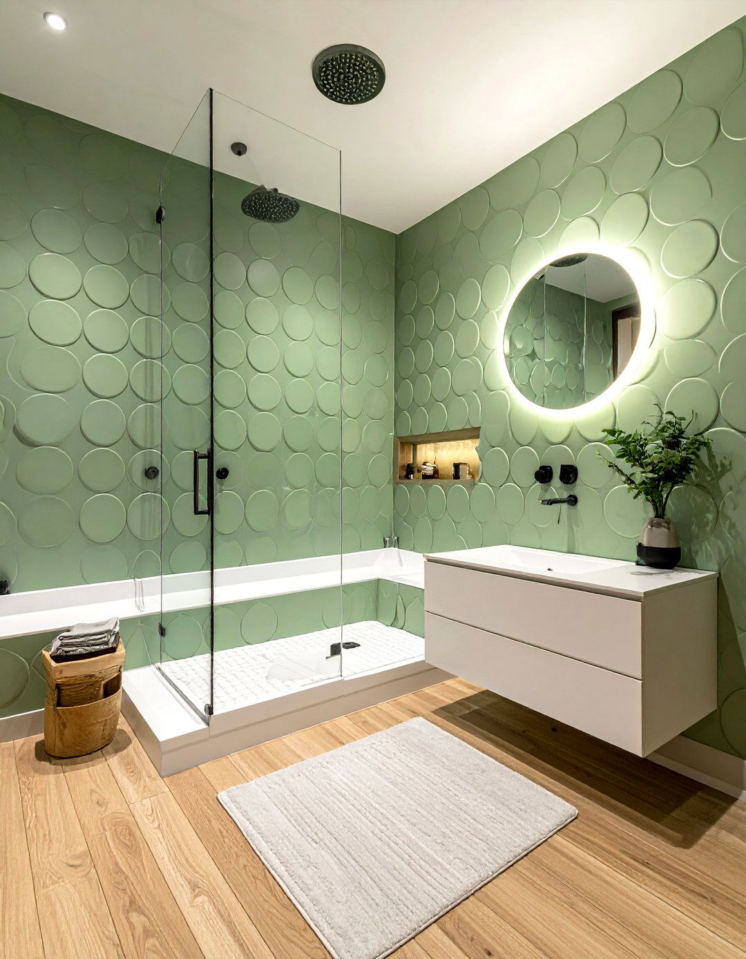 Small round ceramic tiles - 30 small tile bathroom ideas