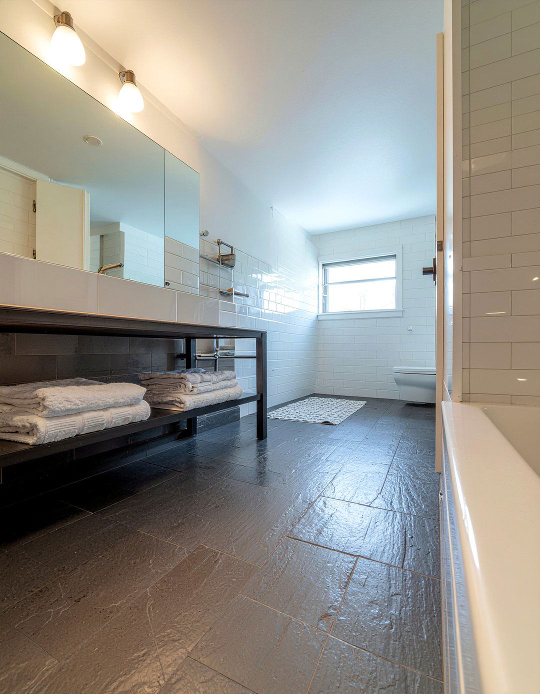 Small slate bathroom floor - 30 slate tile bathroom ideas