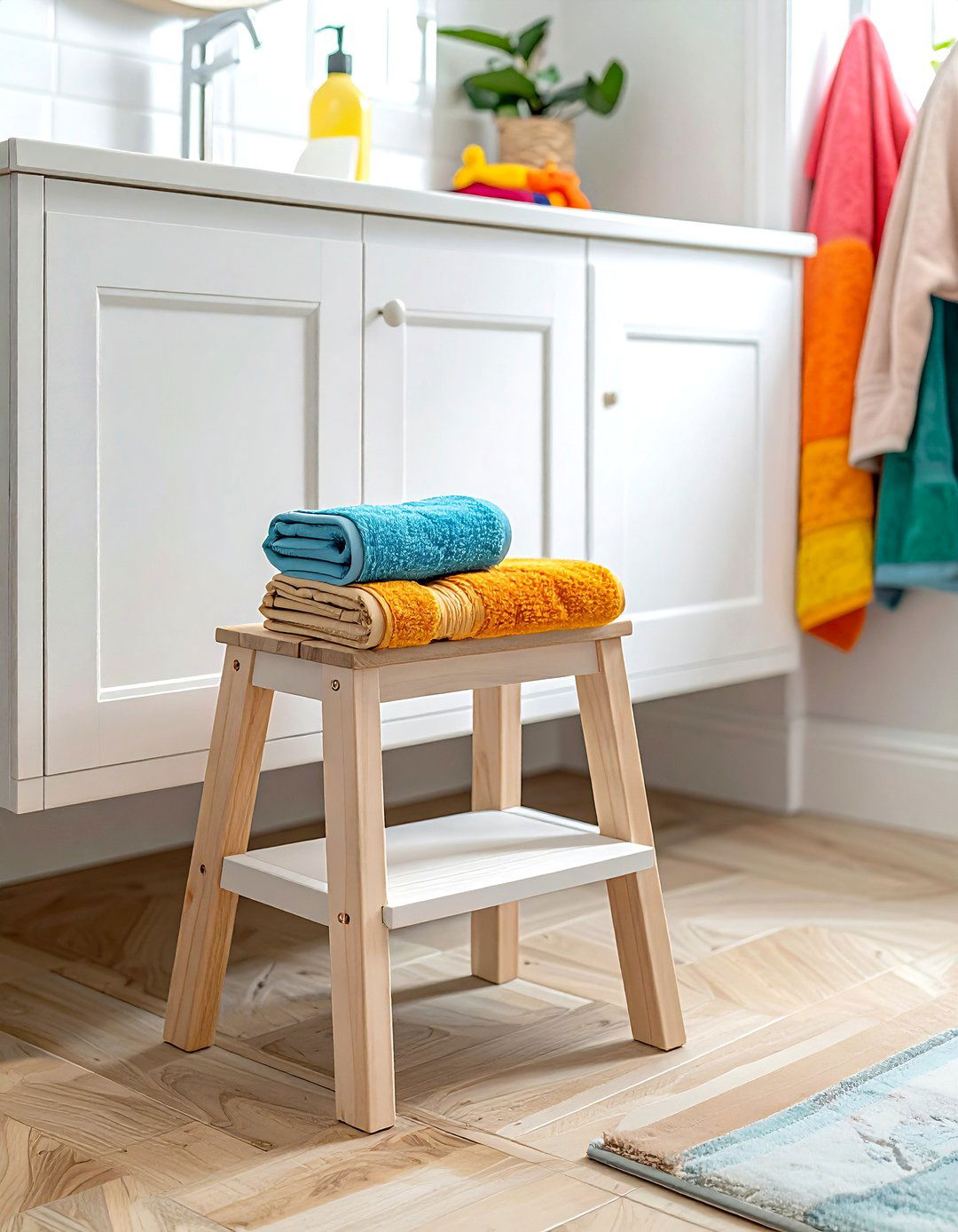Small step stool for kids - 30 bathroom seating arrangements ideas