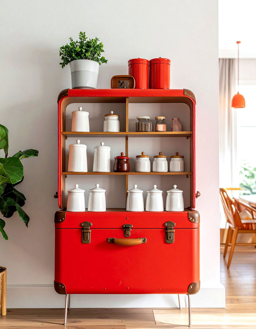 Small suitcase shelf - 30 upcycled dining room ideas