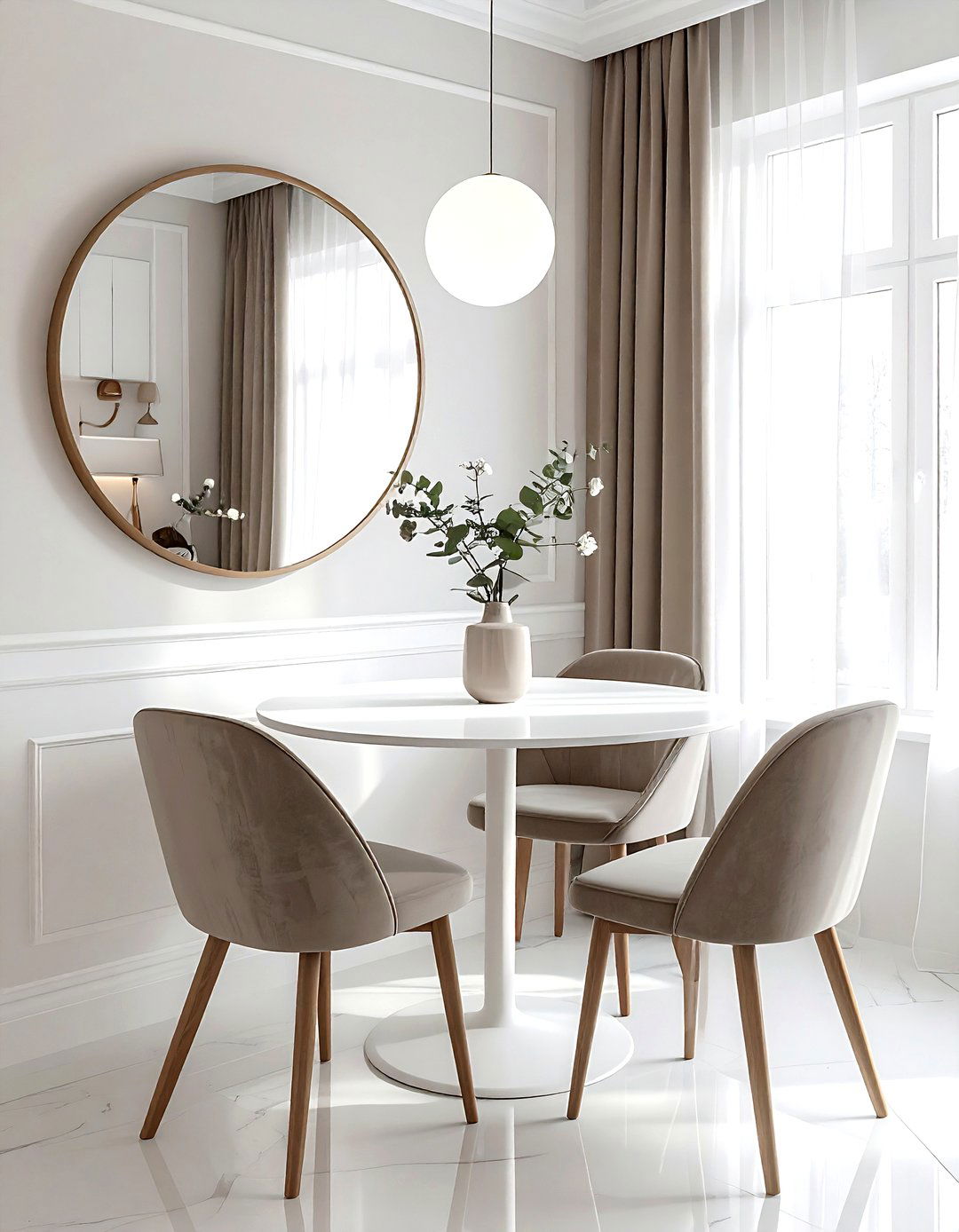 Small taupe and white dining area - 30 taupe and white dining room ideas