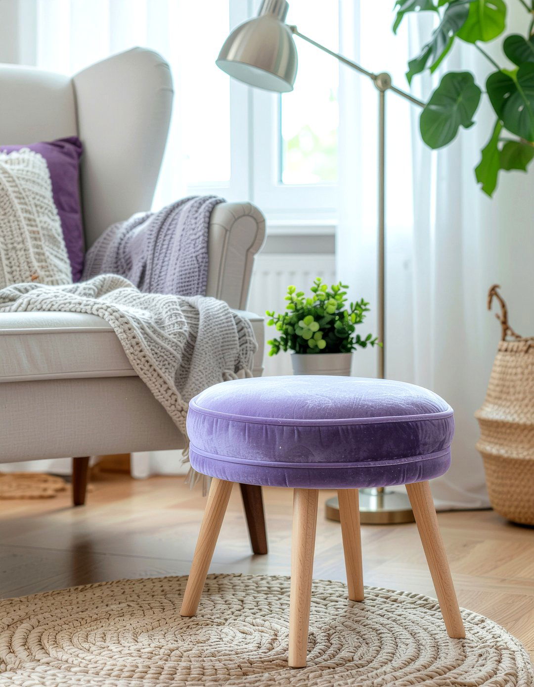 Small velvet ottoman - 30 living room velvet ottoman ideas