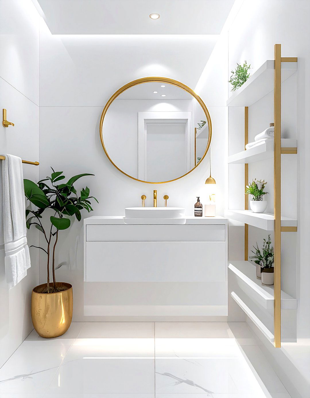 Small white bathroom gold accents - 30 gold and white bathroom ideas