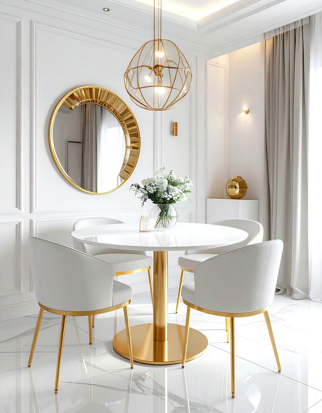 Small white gold dining room - 30 gold and white dining room ideas