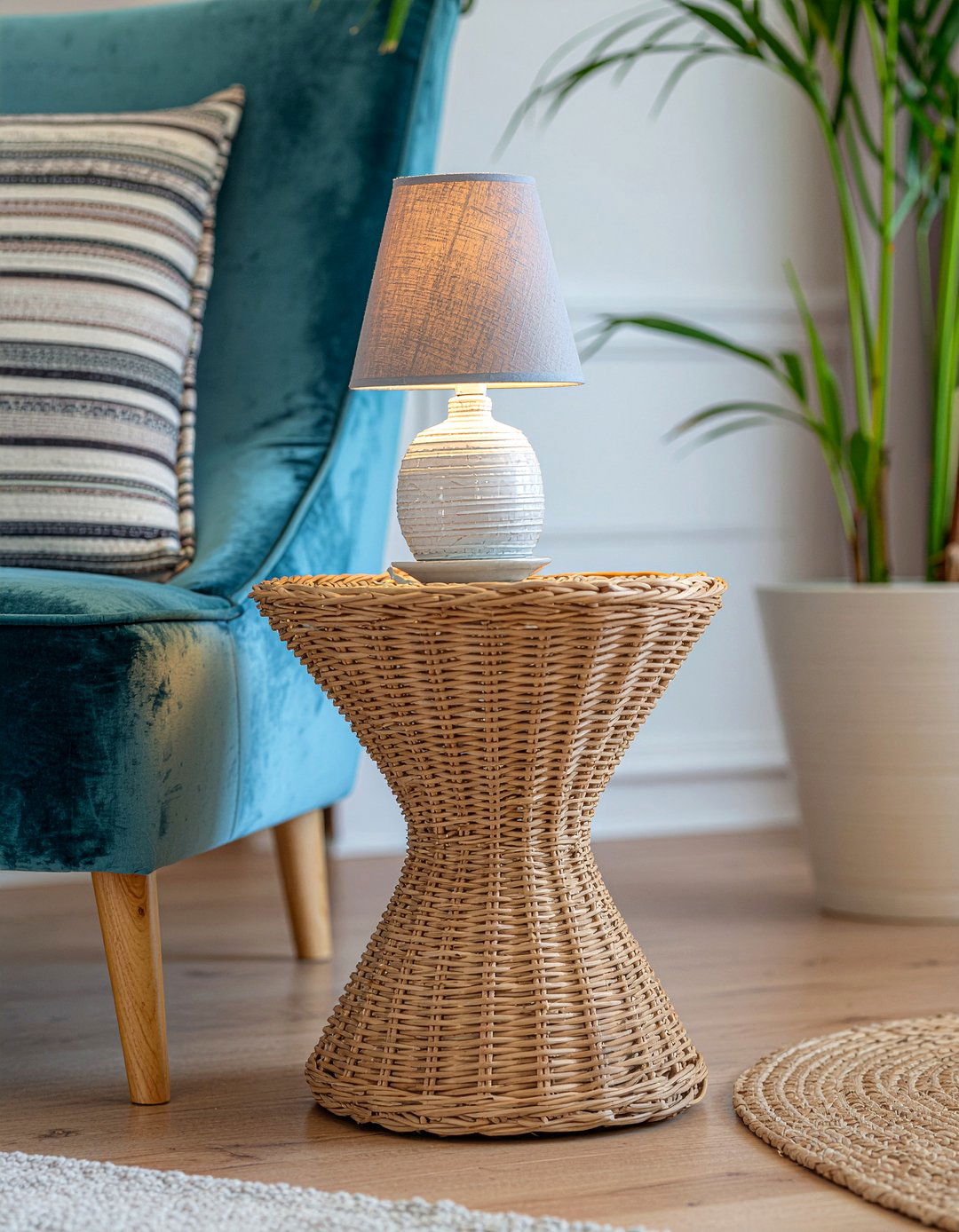 Small wicker side table - 30 wicker living room ideas