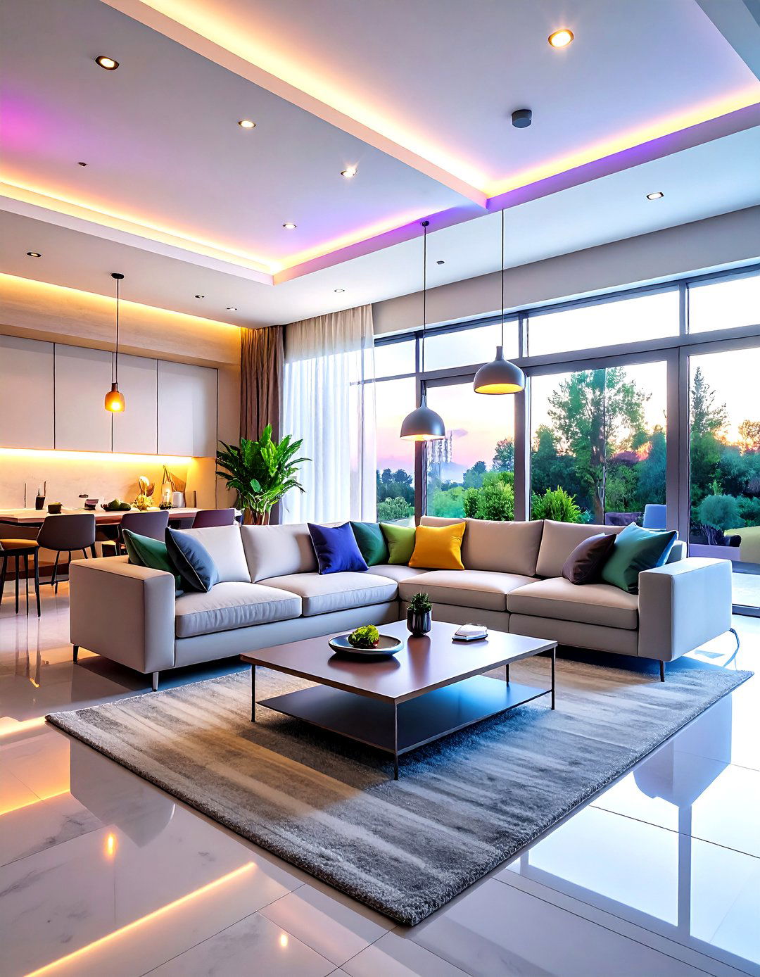 Smart Bulb Lighting System - 30 living room layered lighting ideas