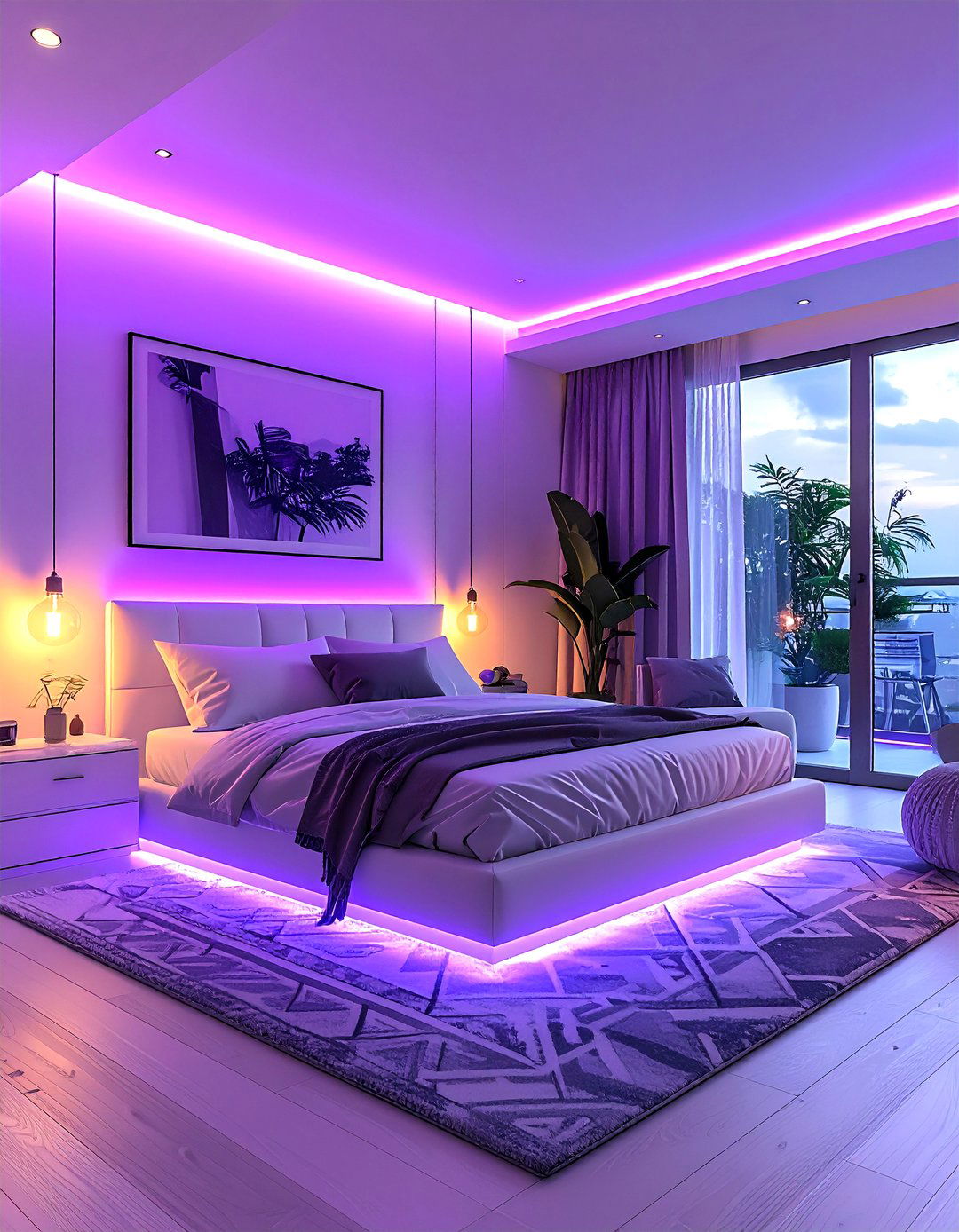 Smart color changing light bulbs - 30 bedroom ambient lighting ideas